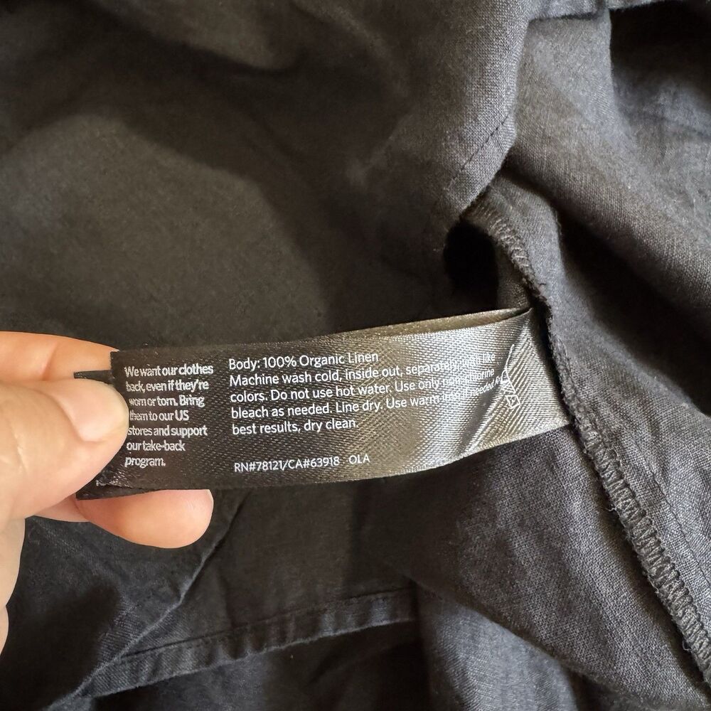 Eileen Fisher Linen Tiered Dress Womens Sz Small Black Midi Coastal Minimalist - Picture 8 of 15